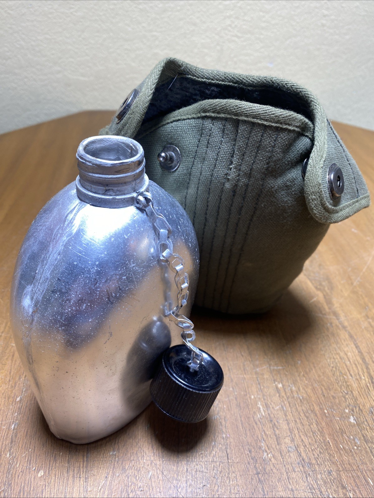 Vtg Aluminum Metal Military Army Canteen and Cover Korea