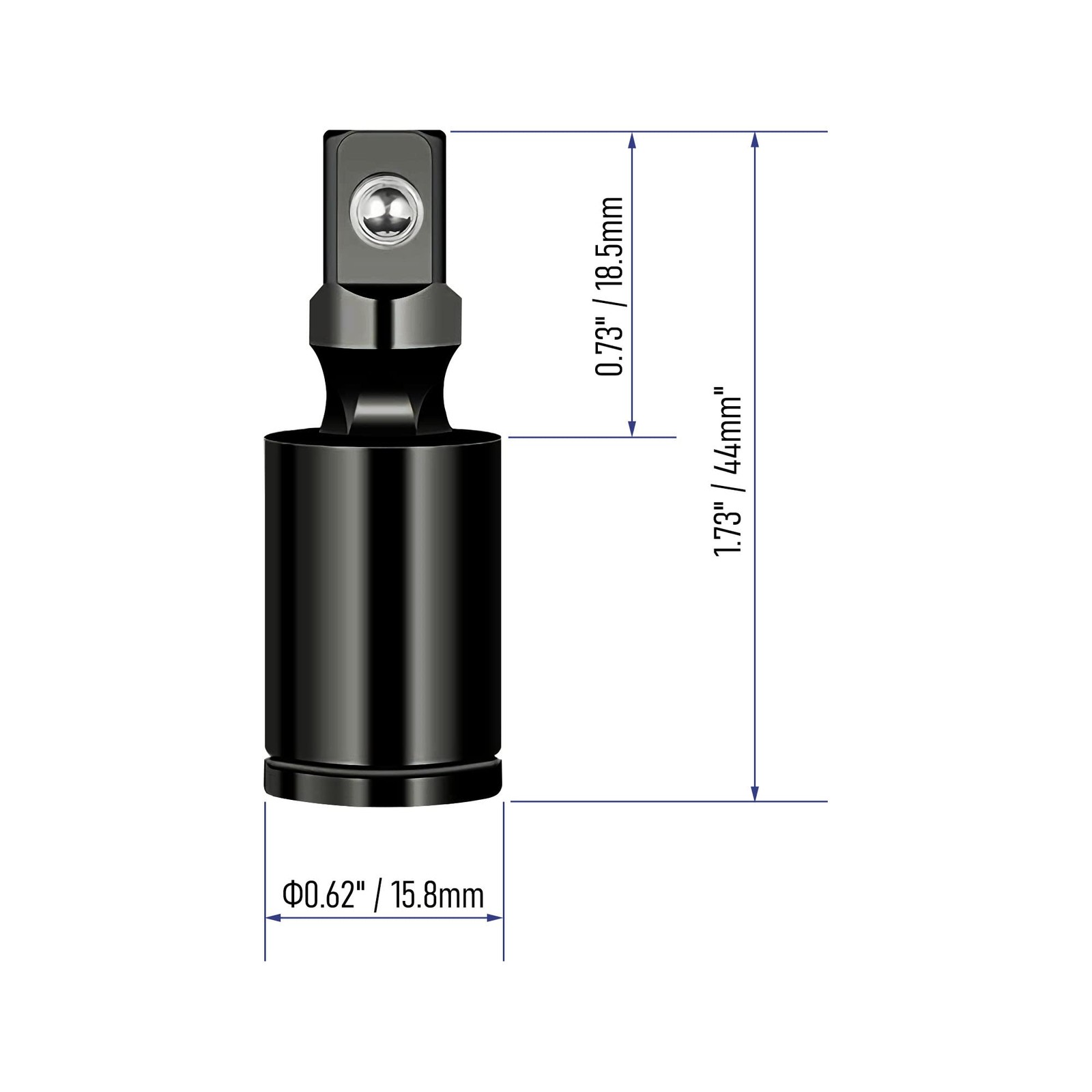 1/4" Universal Joint Swivel Socket Adapter, Black Impact Socket Extension