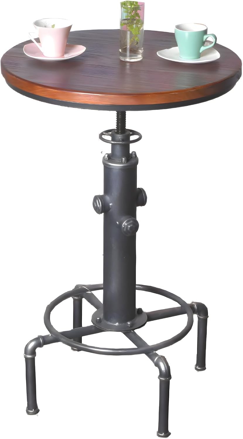 Industrial Bar Table 31.5-41.3" Adjustable Pub Table Kitchen Dining Coffee