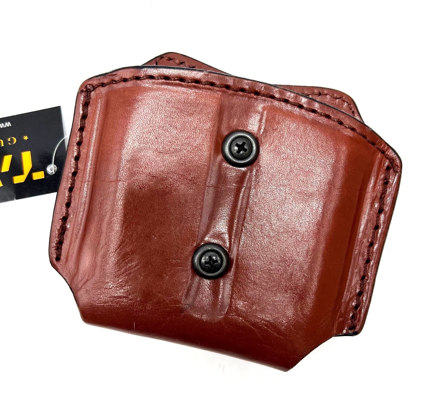 For DOUBLE STACK GLOCK 17 19 20 21 ++ Brown Leather Double Magazine Carrier