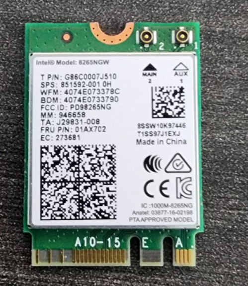 GENUINE INTEL 8265NGW WIFI CARD 01AX702 - G86C0007J510