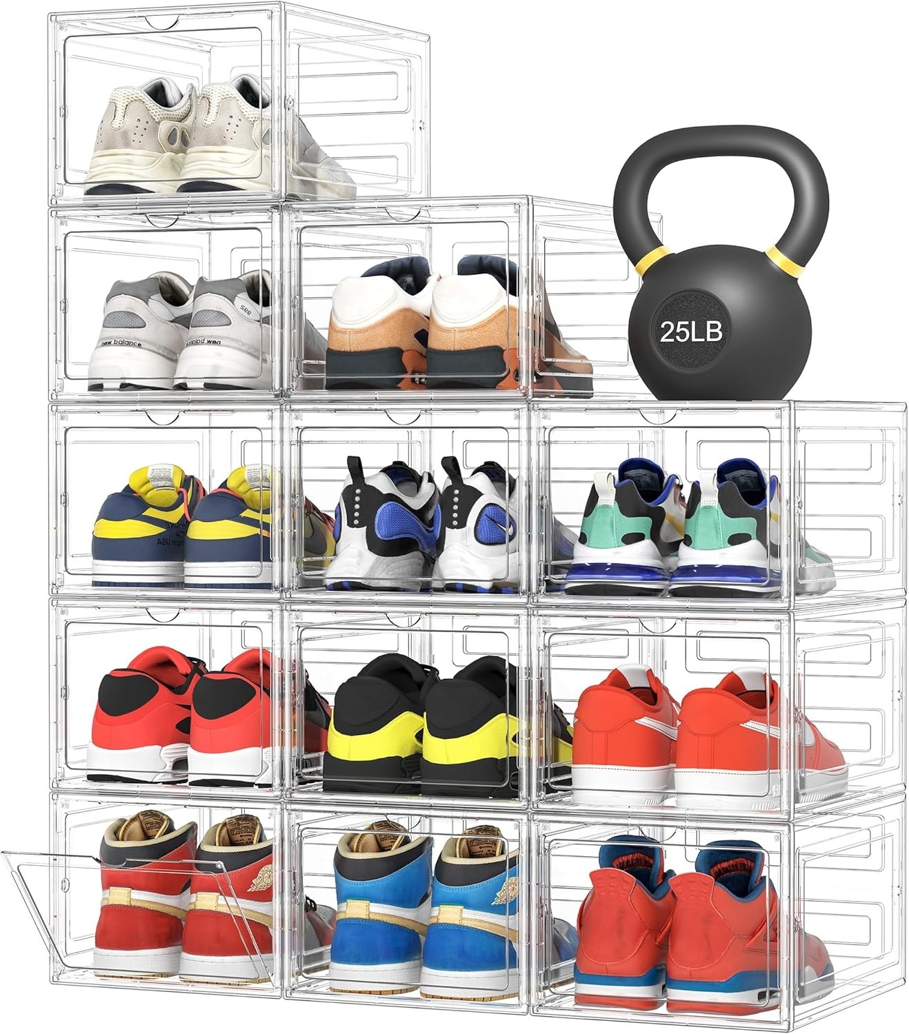 Upgraded Hard Shoe Storage Box 2 Pack X-Large Fit Size 2, Thicken & Sturdy Cl...
