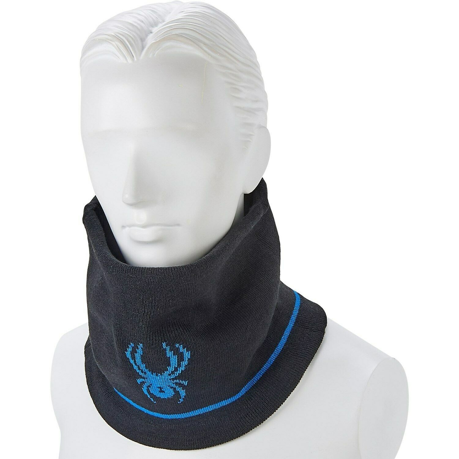Spyder Jacquard Logo Stripe Gaiter / Neck Warmer - Black & Blue OSFA - NEW!