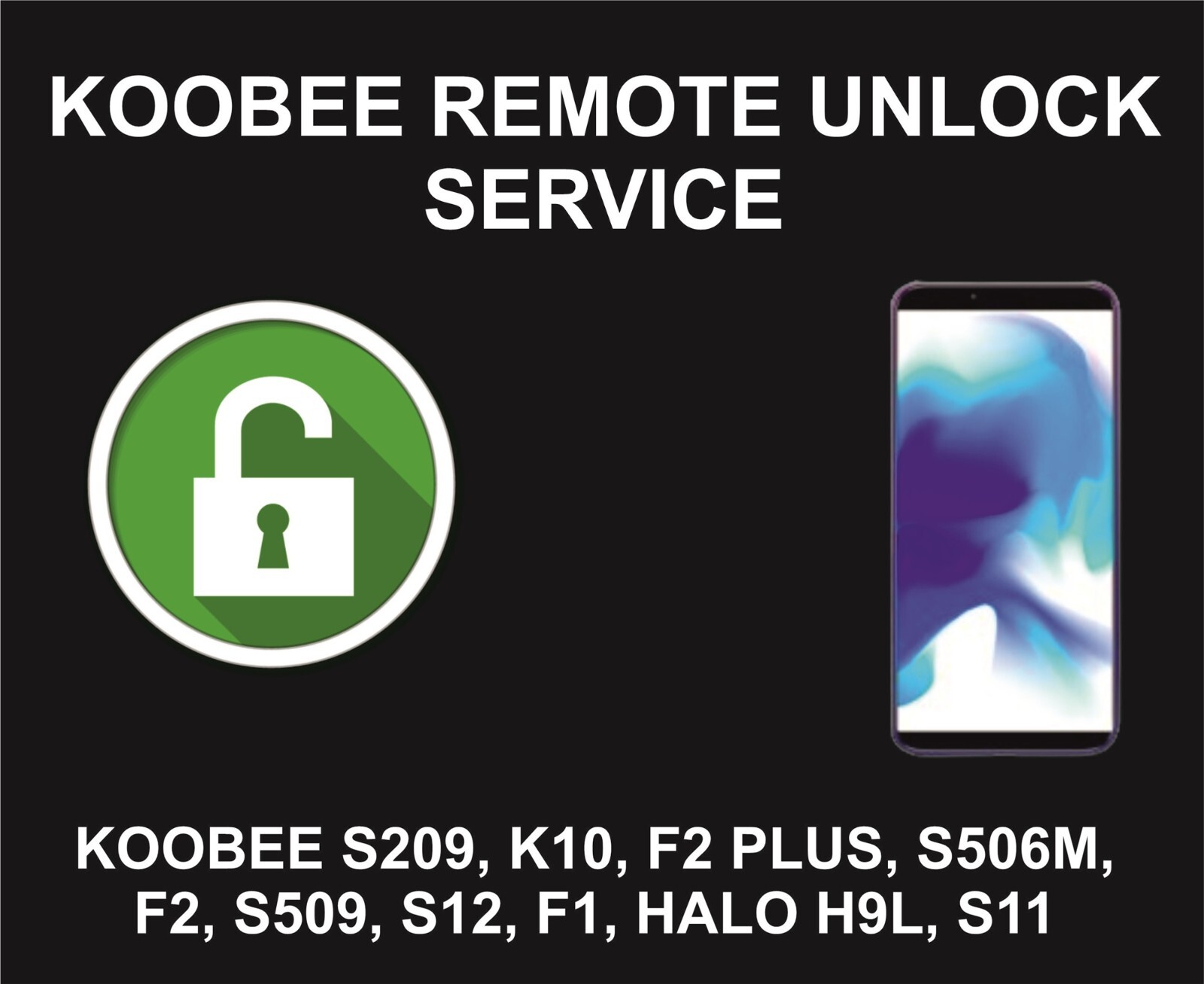 Koobee Network Unlock, Koobee S209, K10, F2 Plus, S506M, F2, S509, S12, F1, Halo