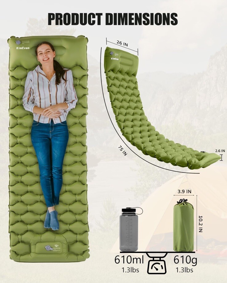 Built In Foot Pump Thermo Camping Air Mat Pad with Pillow Ultralight&Waterproof