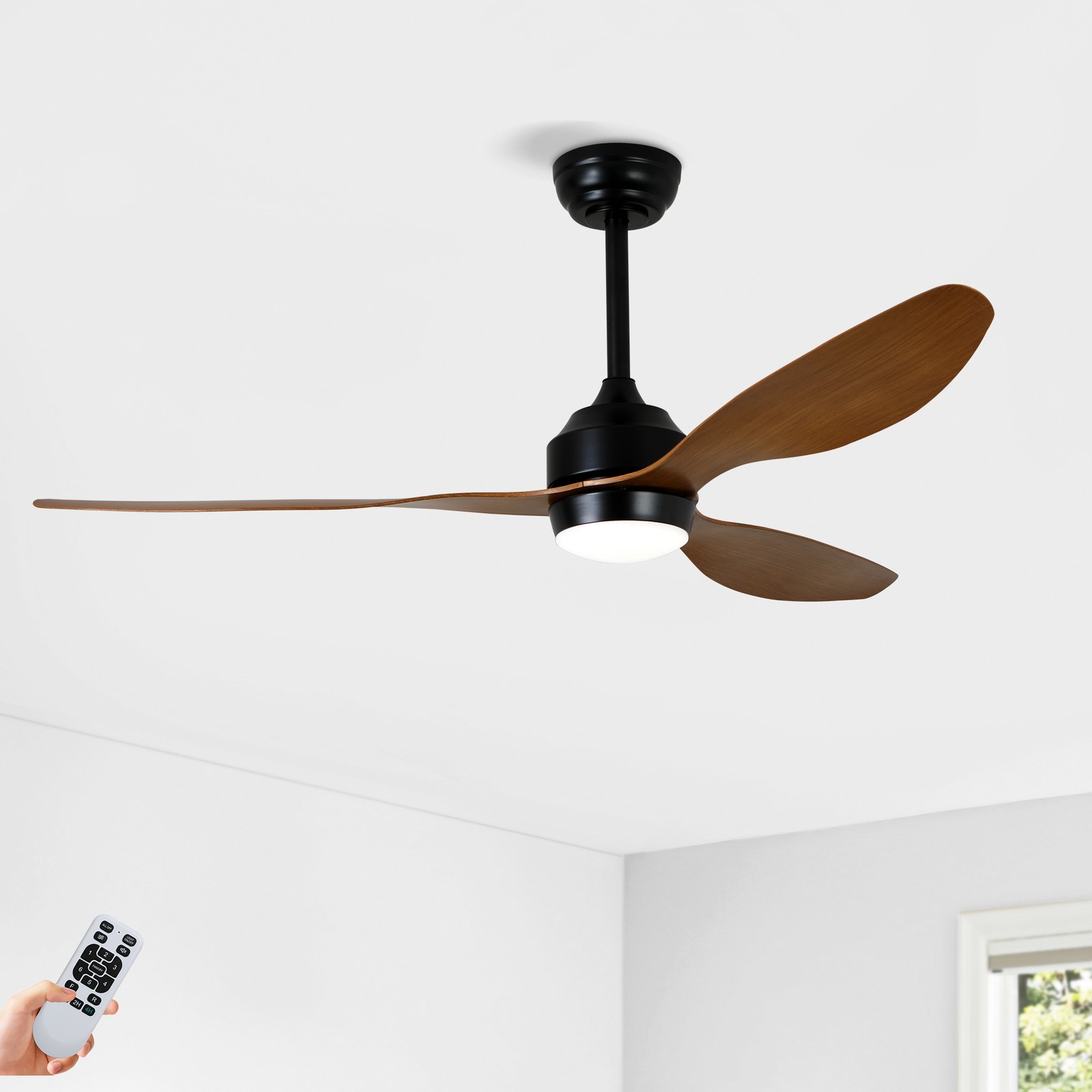 52" Ceiling Fan with Lights Quiet DC Motor 3 ABS Blade Ceiling Fans 6 Speed