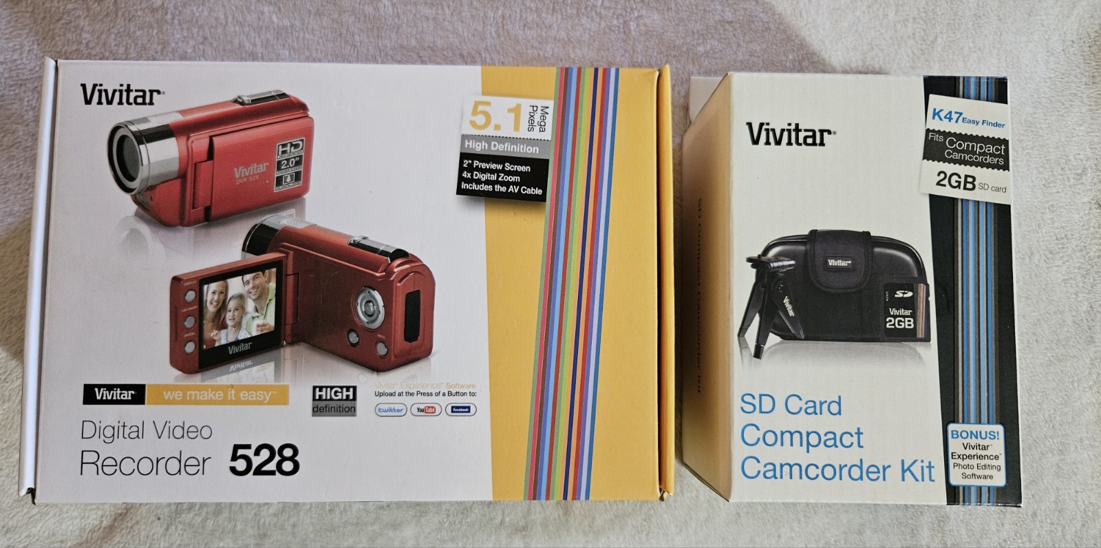 Vivitar DVR 528 Camcorder & Vivitar SD Compact Camcorder Kit-Never Been Used