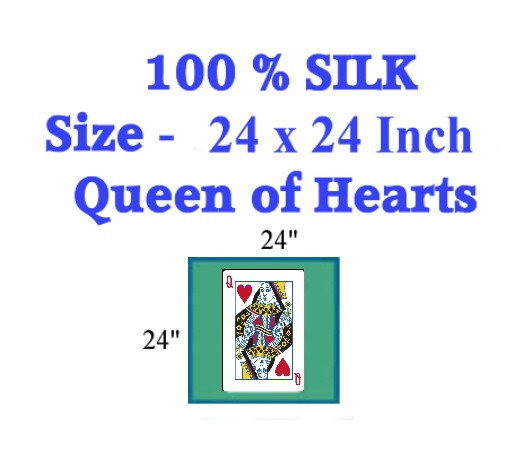 Queen of Hearts Card Silk  100 % Silk 24 Inch - Silk Magic
