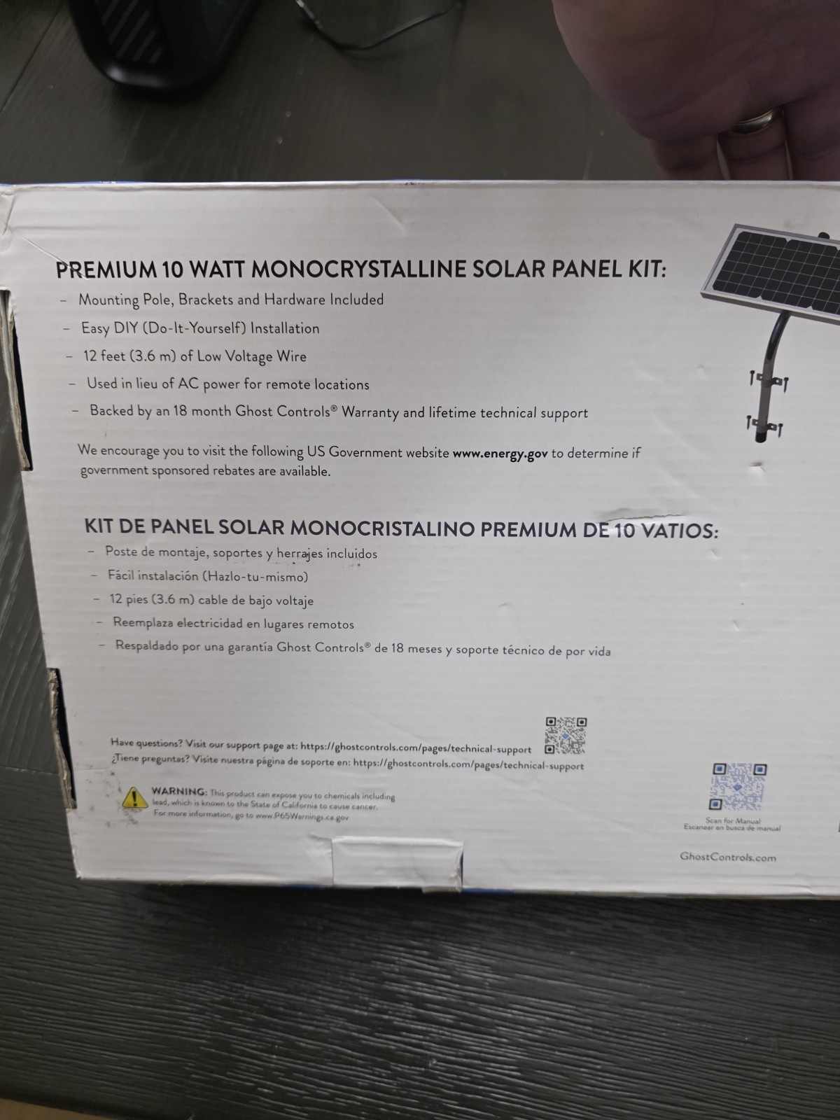 GHOST CONTROLS 10-Watt Premium Solar Panel Kit for Automatic Gate Openers