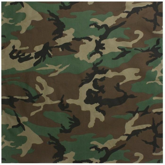 New Classic Camo Bandana - Woodland Camo 22" X 22" Versatile Design 100% Cotton