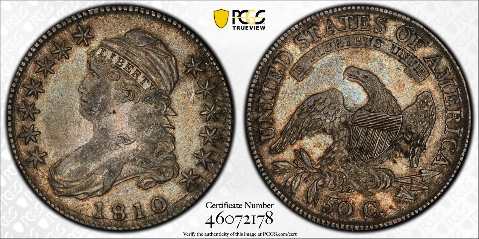 1810 P Capped Bust Half Dollars PCGS XF-45 Overton 103