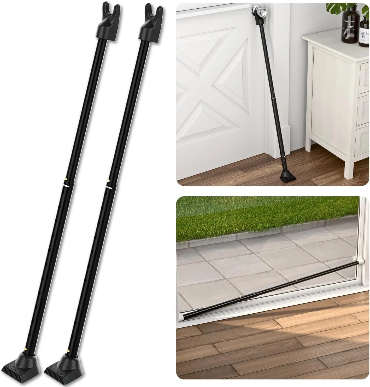 Versatile Iron Security Bar Set - Adjustable Door Stopper & Lock Bar - 2 Pack