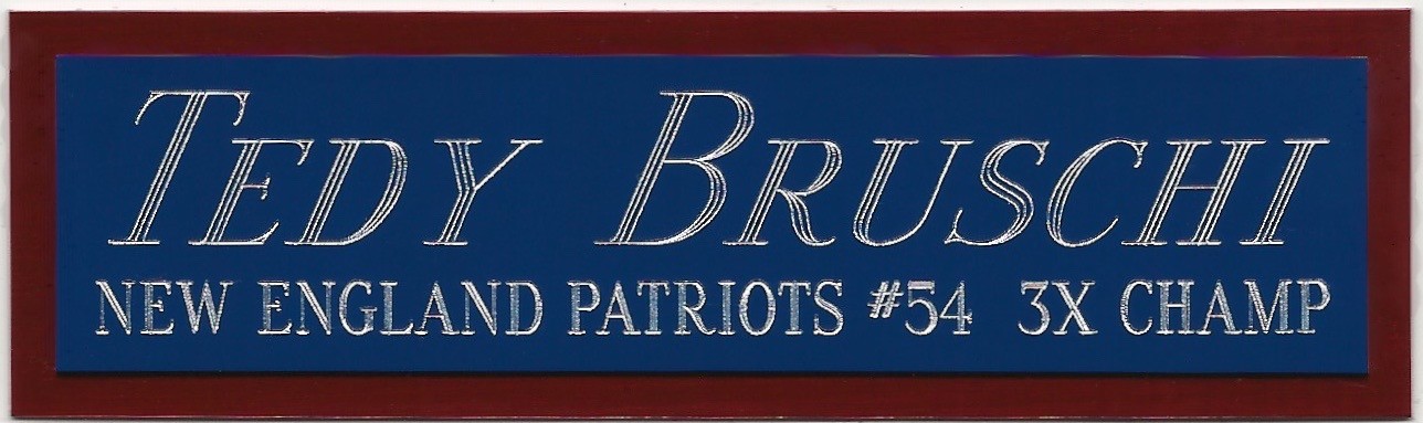 TEDY BRUSCHI PATRIOTS NAMEPLATE AUTOGRAPHED Signed Helmet Jersey FOOTBALL PHOTO