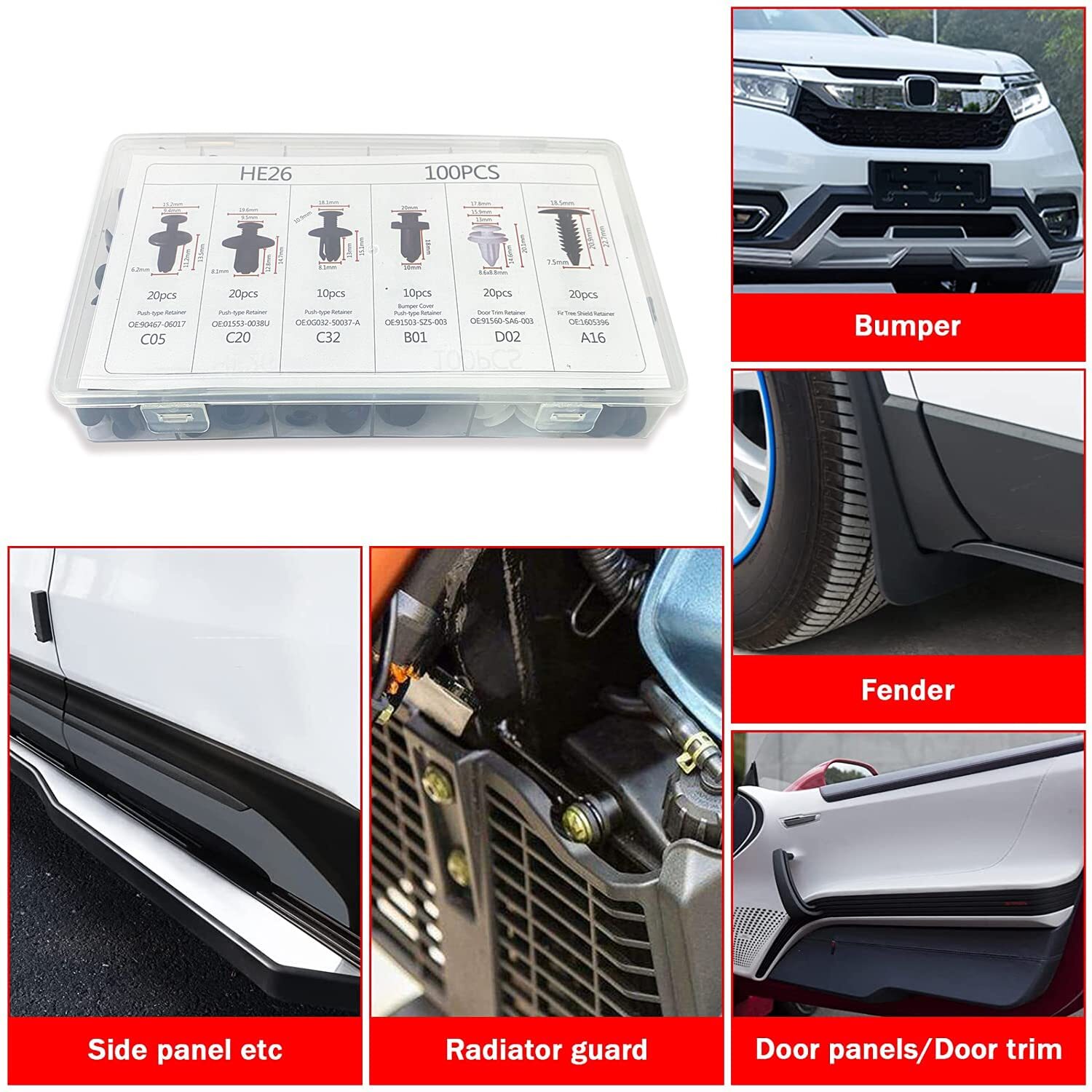 For Dodge RAM Fixing Fastener Kit Bumper Fender Liner Push Retainer Clips 100XUS