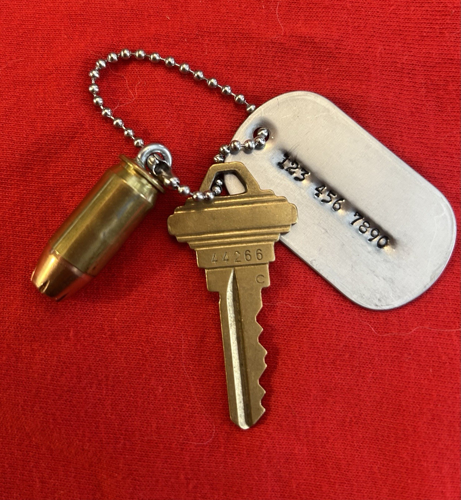 Authentic Dog Tag and 45 Cal ACP Bullet Key Chain