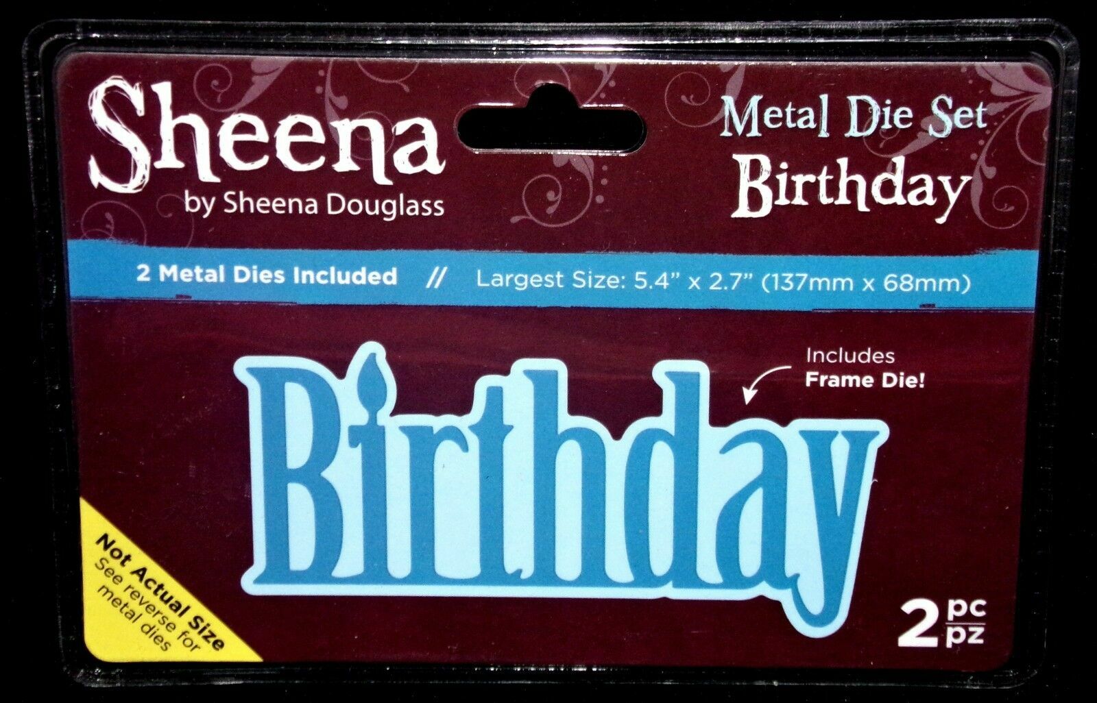 Birthday Die by Sheena Douglass 2pc with Shadow Die New Nice Size 5.4 x 2.7