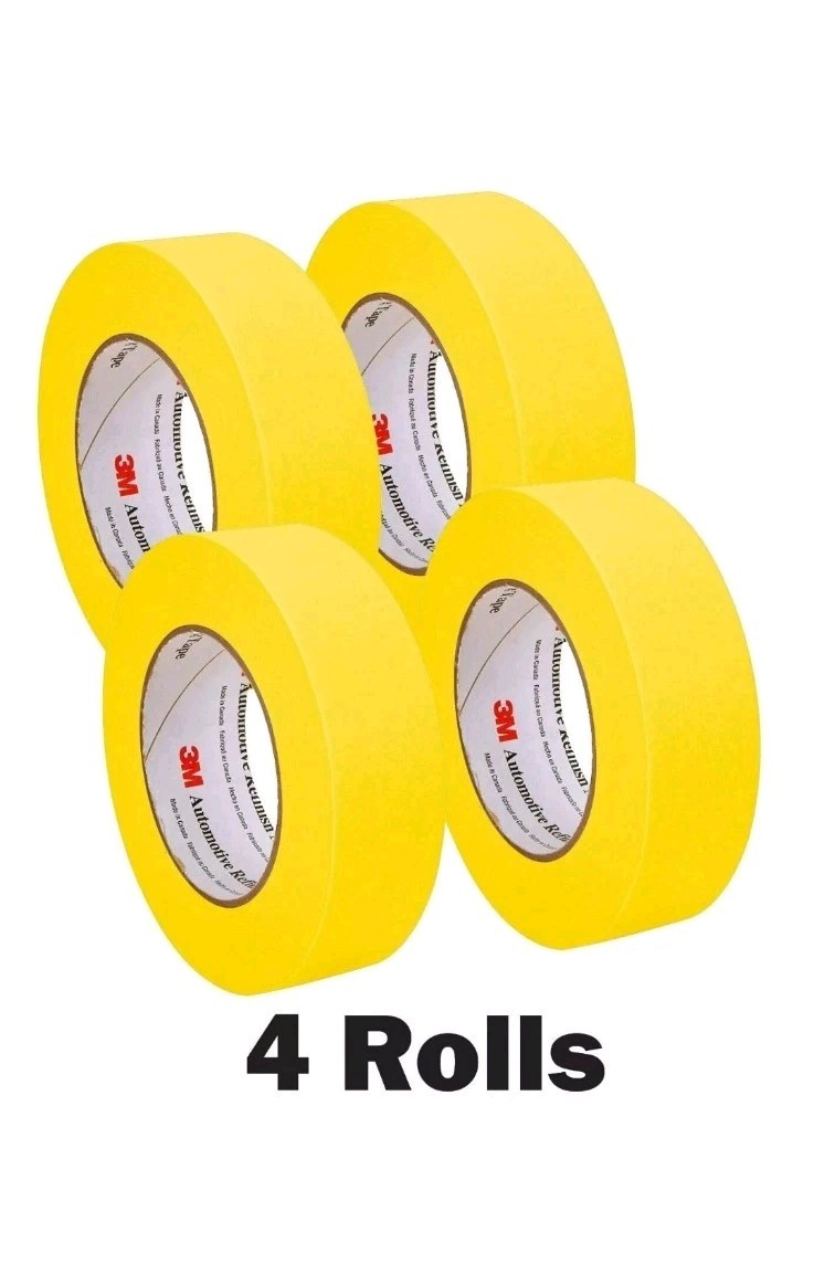 3M 06654 36mm x 55m Automotive Refinish Masking Tape 1.5" 4 Rolls FREE SHIPPING!
