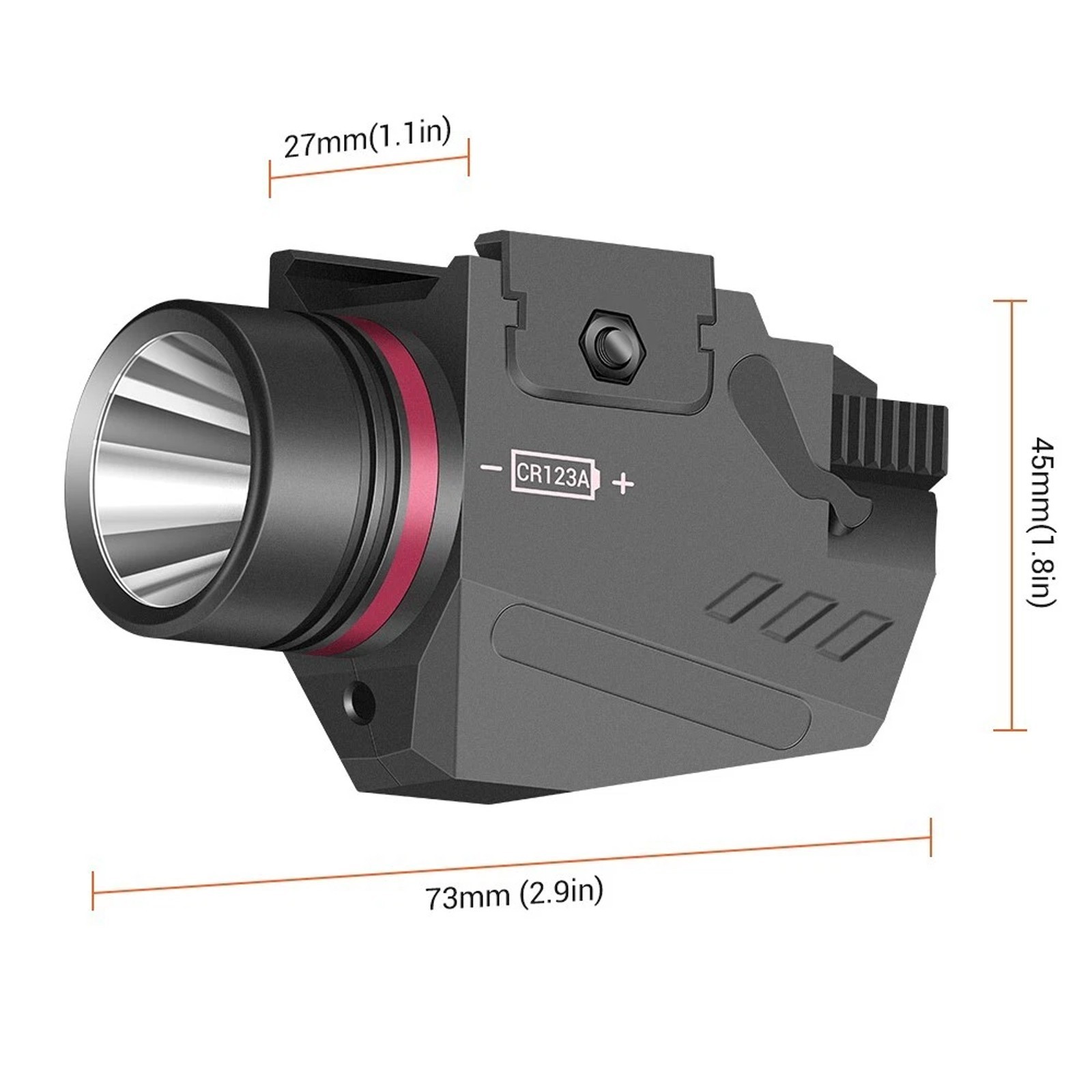 Tactical LED Flashlight Red Laser Sight Combo Fit 20mm Rail Mount Pistol Glock