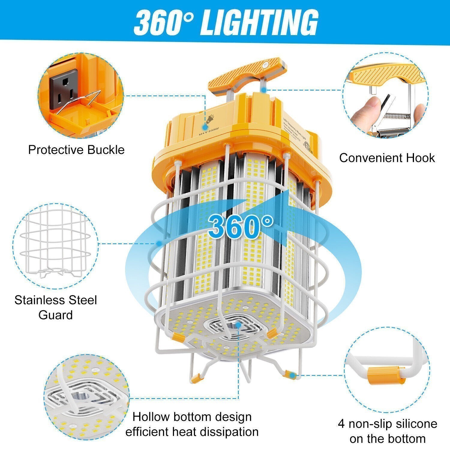 LED Jobsite Light 150W Linkable Temporary Work Construction Tunnel Hanging Lamp