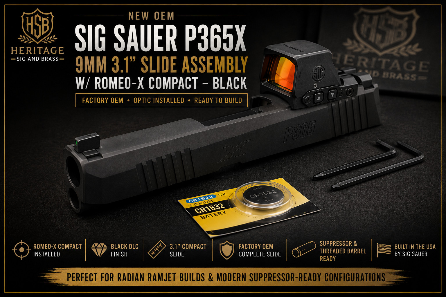 3.1. SIG SAUER P365x  SLIDE w/ ROMEO-X  OPTIC - NEW- BLACK