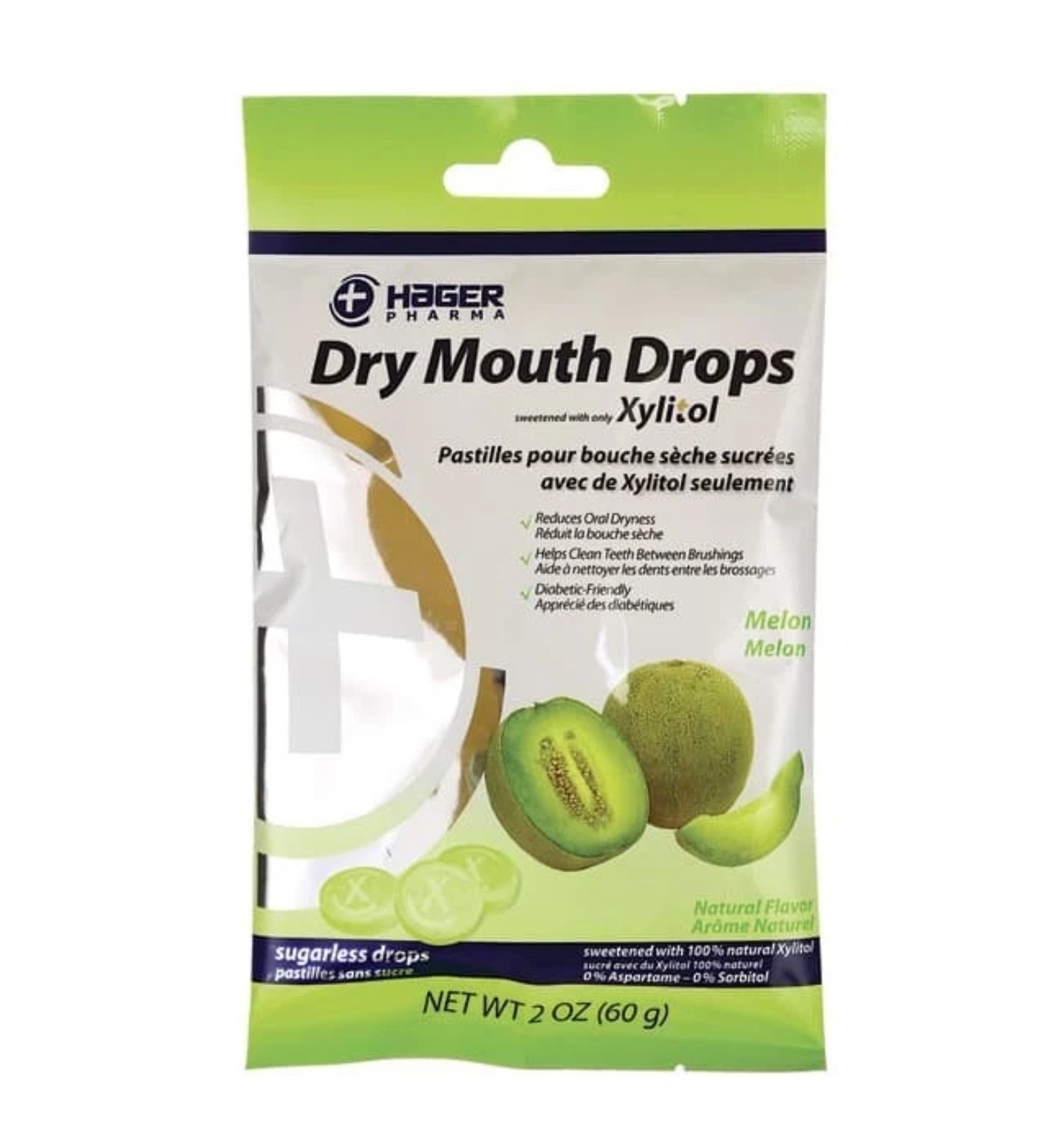 Hager Pharma Dry Mouth Drops Melon 2oz, 26 Pieces