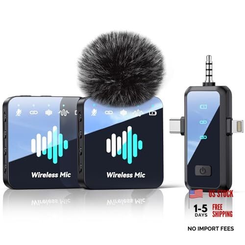 Wireless Lavalier Microphone for iPhone: Mini Microphone Noise Brushed Black