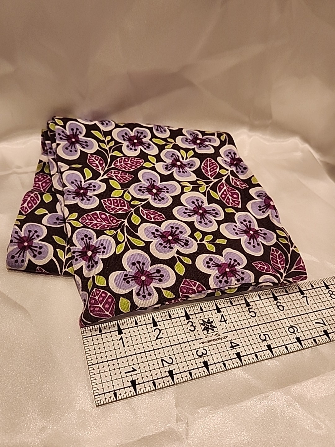 VERA BRADLEY Scarf "Plum Petals" Floral  Purple Lavender Green Leaves on Brown