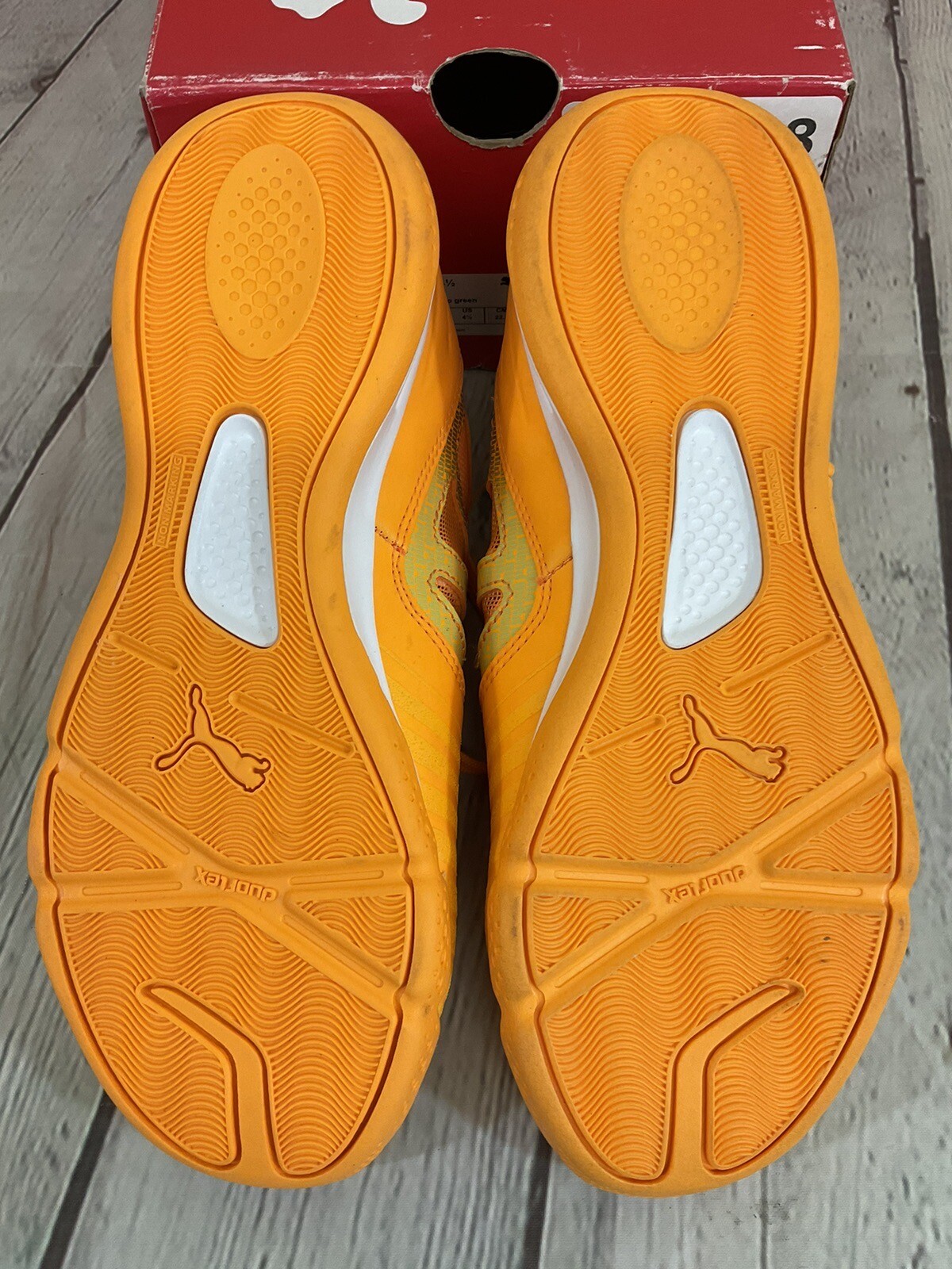 Puma evoSPEED Sala 103140 07 Men's Shoes Color Orange Olive Sharp Green Size 4.5