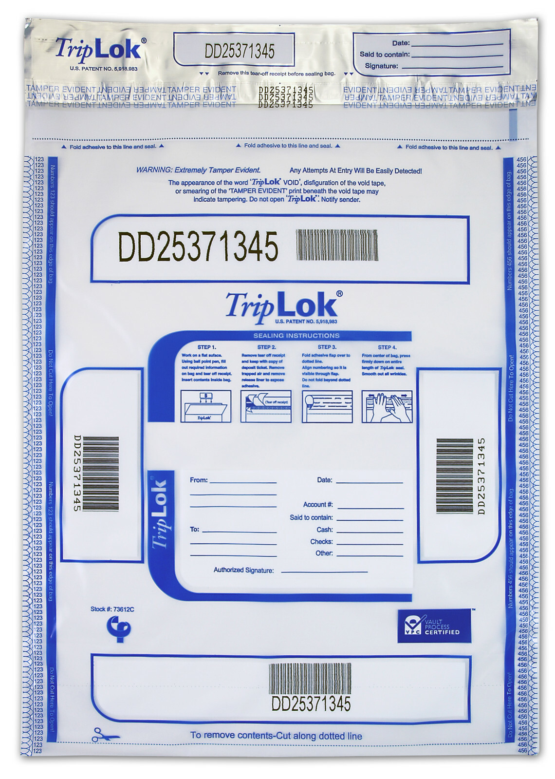 12x16 TripLok, clear, 100 Deposit Bags