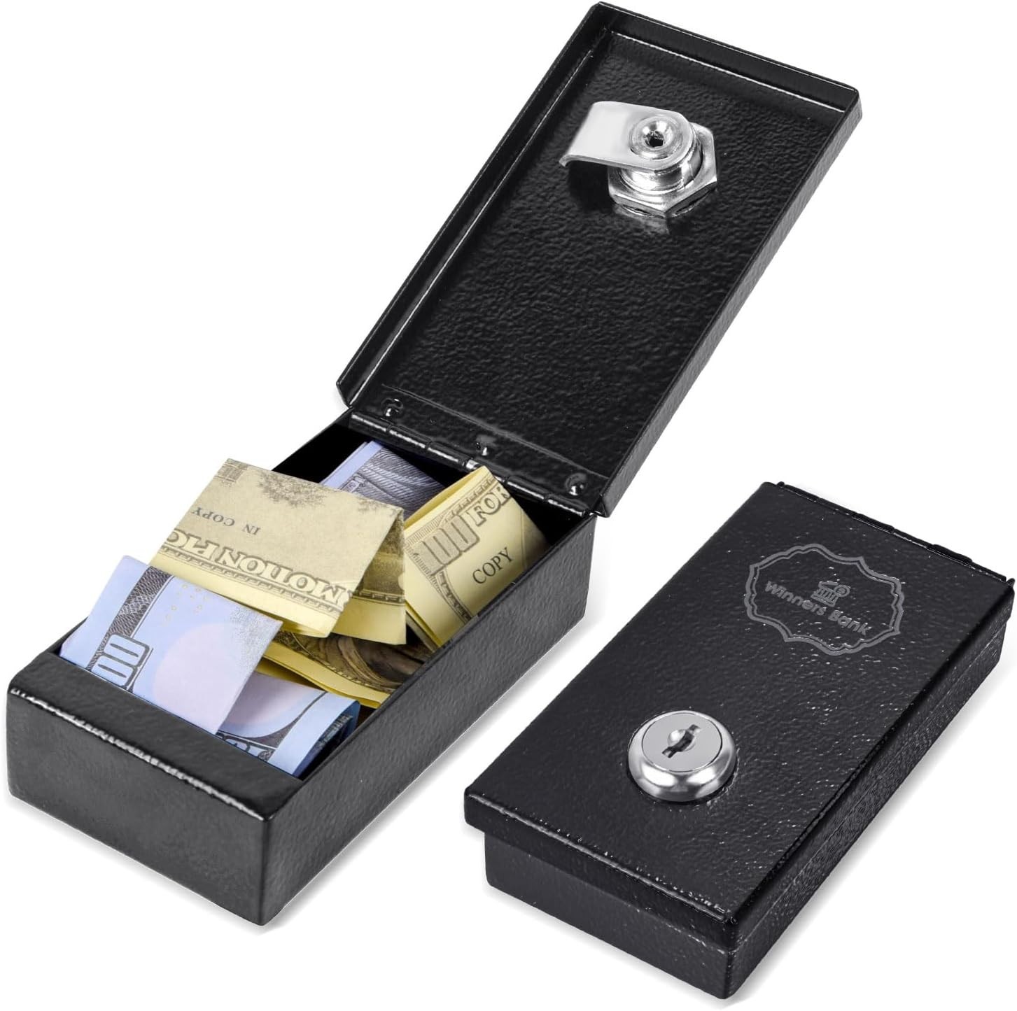 Winners Bank Mini Lock Box for Gamblers with Key - Portable Cash Safe