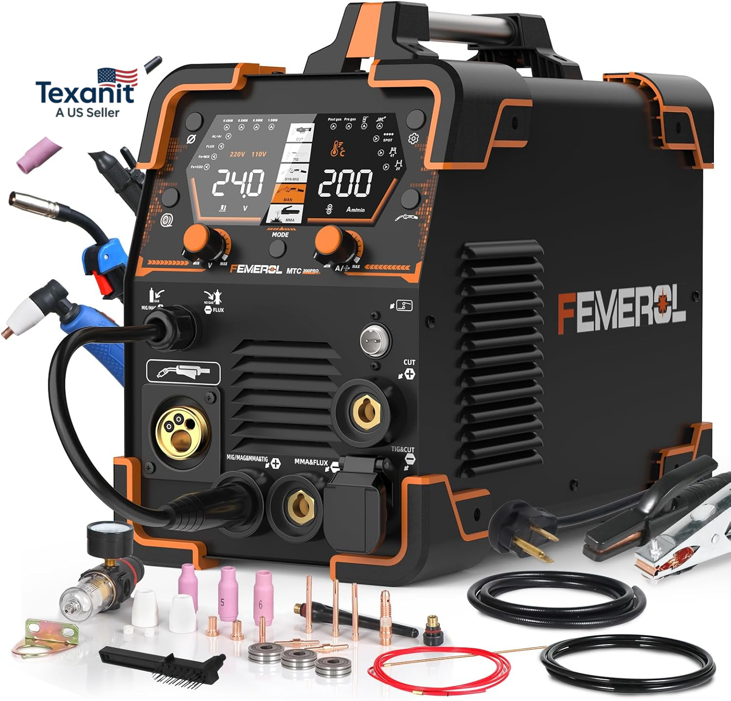200A Plasma Cutter Welder Combo 6 in 1 MIG TIG Stick Cut Spot Welding