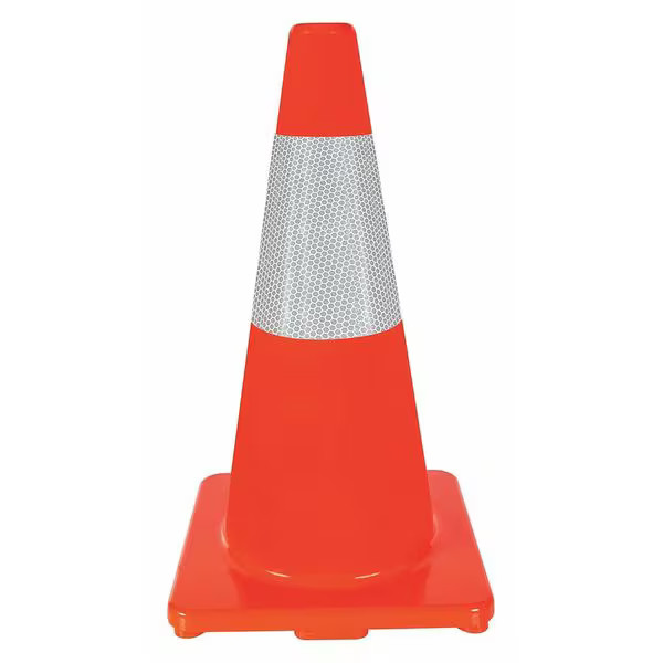 Manufacturer Varies Traffic Cone, Standard Shape, PVC, 18 in H, Orange, One