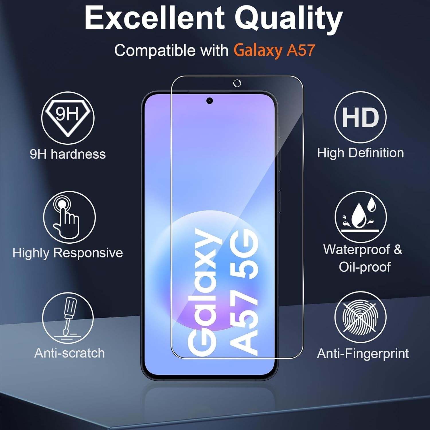 2X Tempered Glass (Screen + Camera) For Samsung Galaxy A57 5G Full 9H