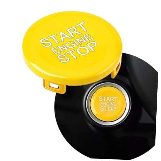 Angelguoguo ABS Car Engine Start Stop Switch Button Cover Trim Yellow
