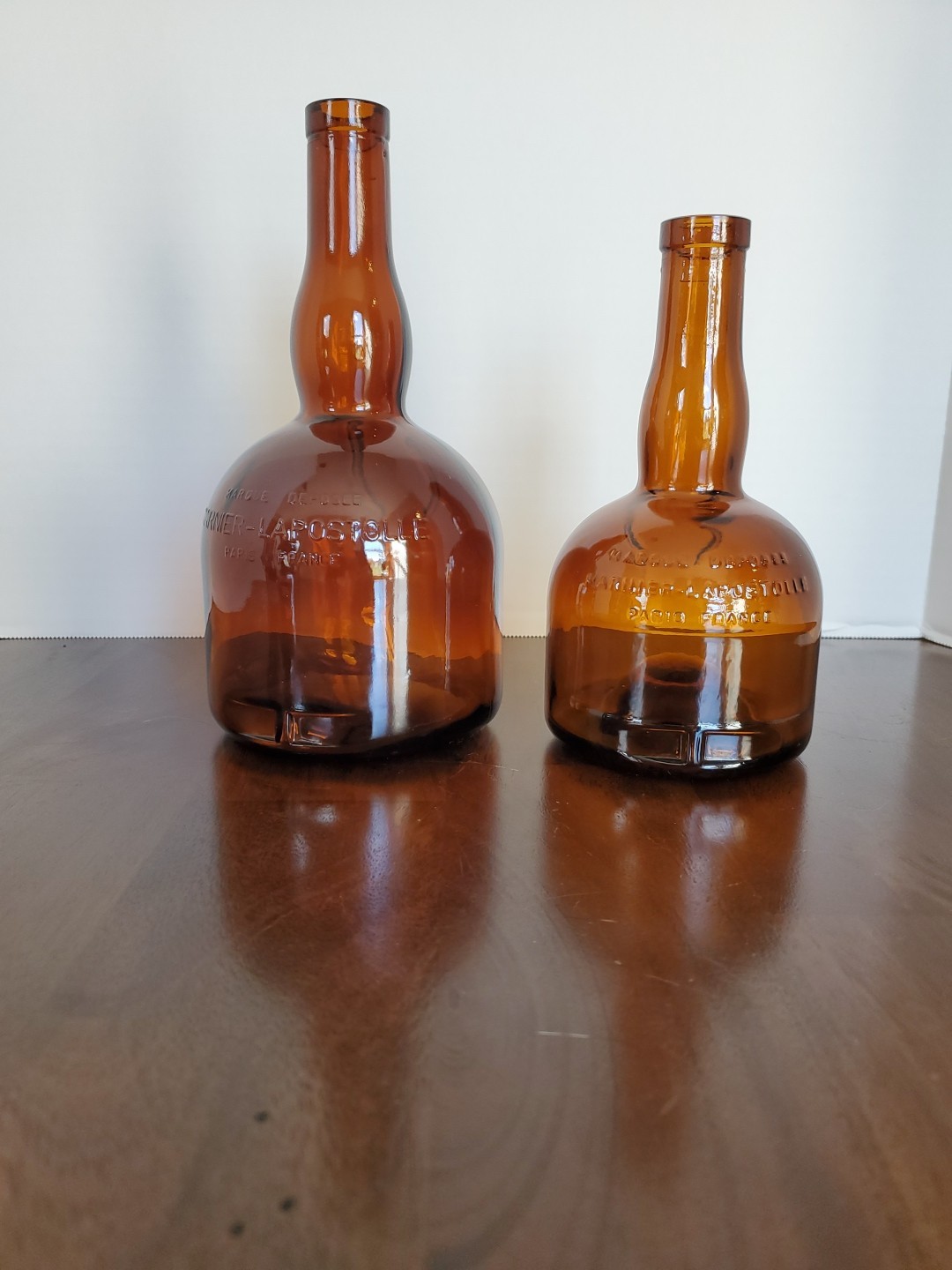 2 Marnier - Lapostolle Paris France 8 1/2" And 7.25"  Brown Liquor Bottles