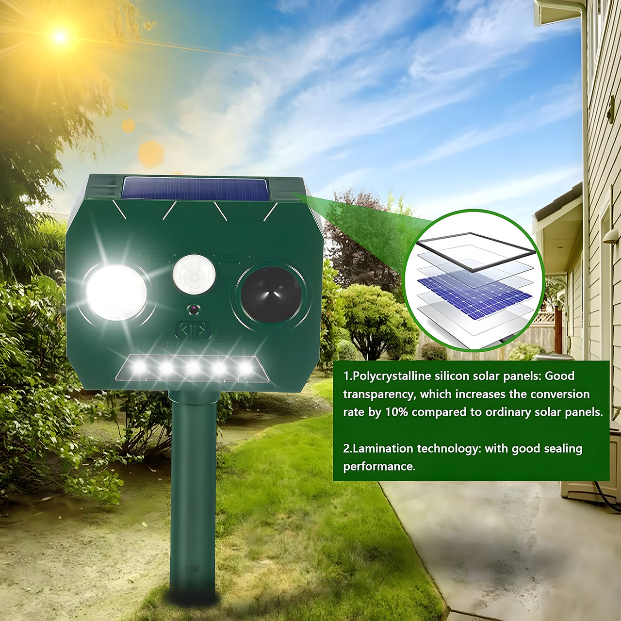 4 pcs Solar-powered mouse repeller (Large size, left flashing)