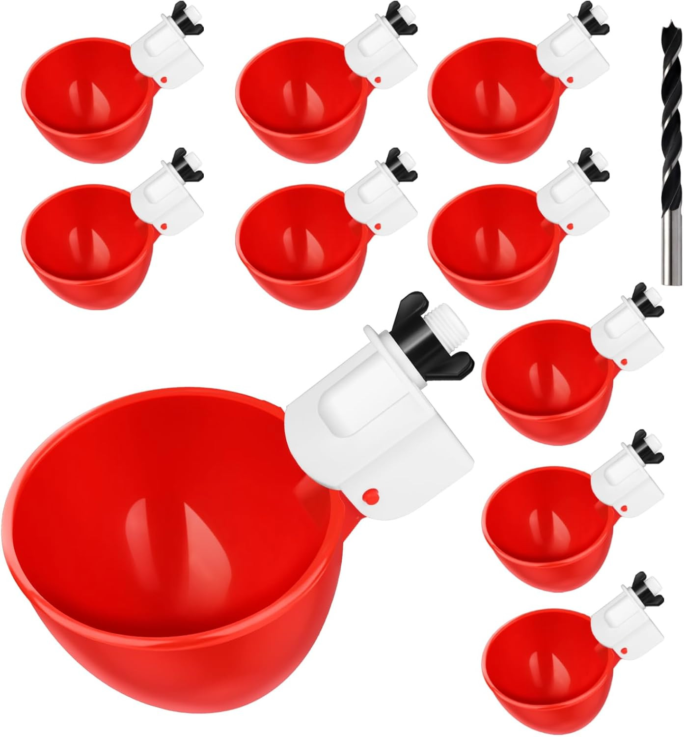 10Pack Large Chicken Waterer Cups, DIY Auto Poultry Water Feeder | Chicken Water