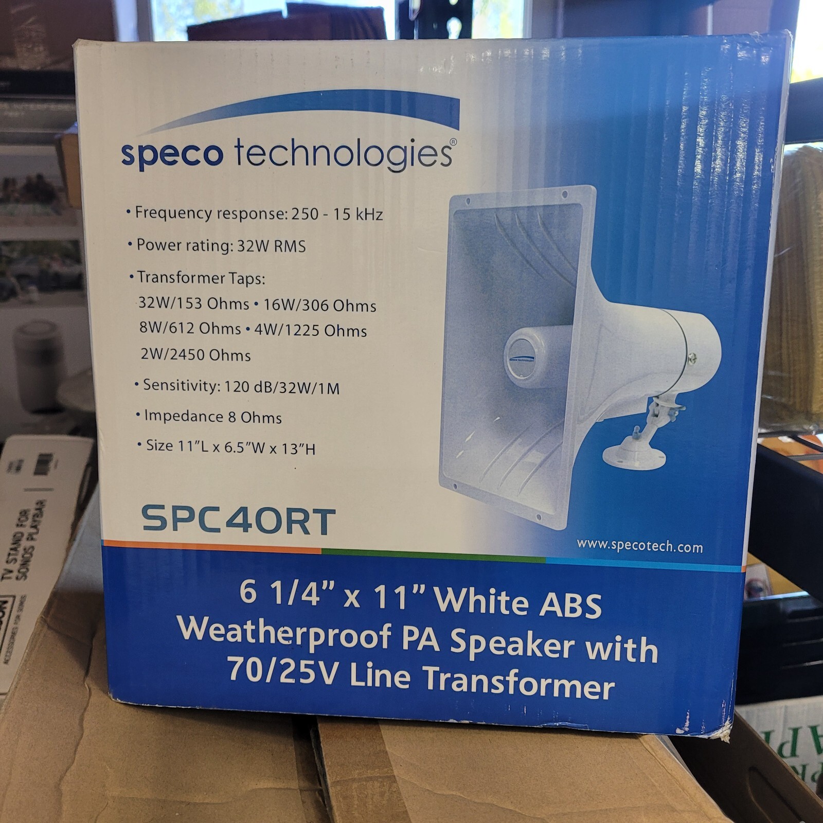 SPECO SPC-40RT WATERPROOF HORN 6-1/4" x 11" Weatherproof White ABS PA Speaker