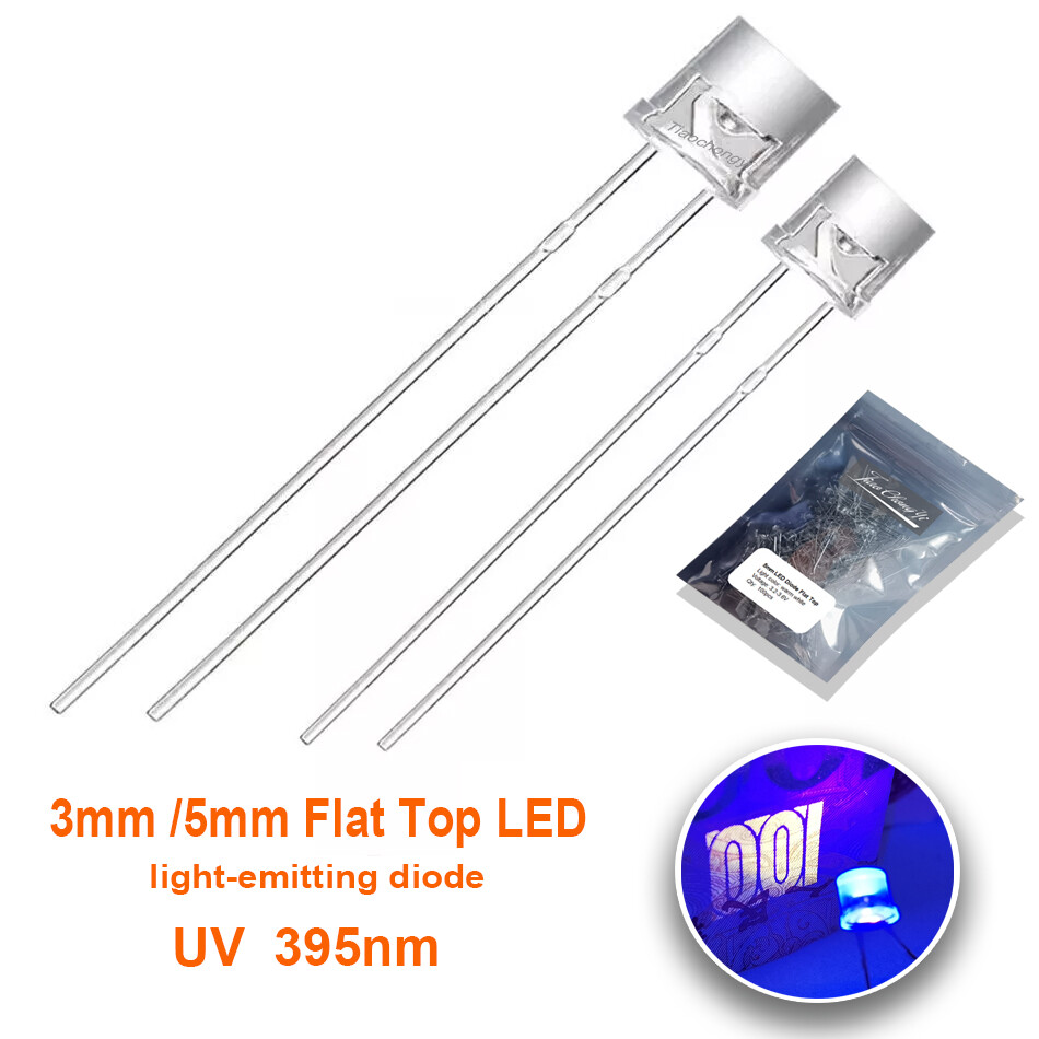 3mm 5mm Flat Top LED light-emitting diode UV Purple 395nm DIY  Light Bulb