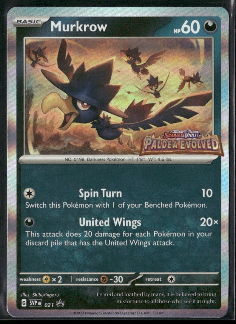 Pokemon TCG Murkrow SVP021 Black Star Promo Paldea Evolved Pre Release