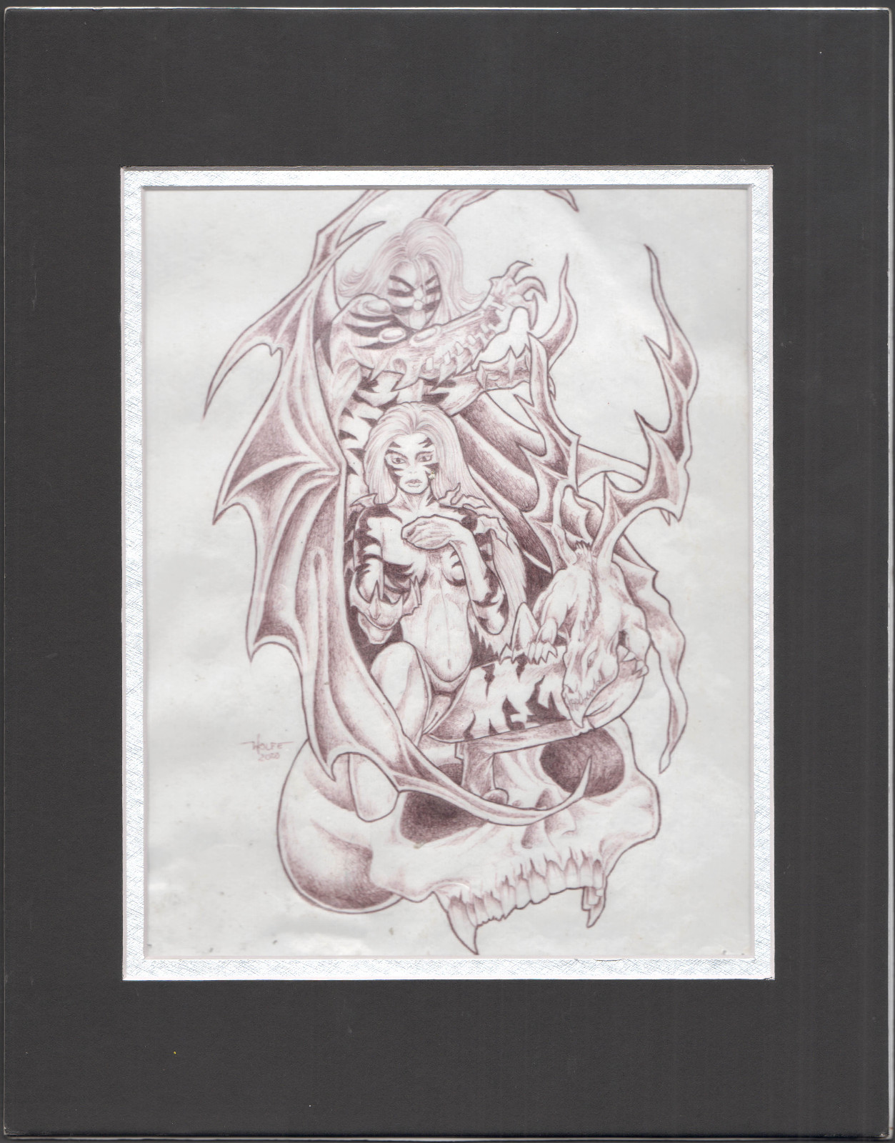 Original Hand-Drawn Tattoo Prison Art Wolfe 2000 Outsider Art