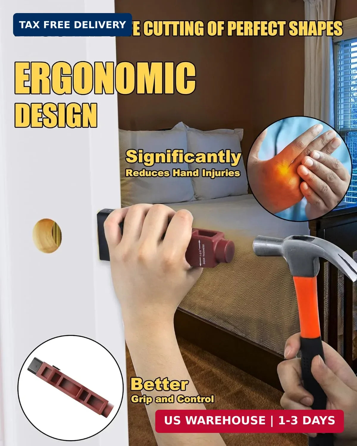Door Latch Installation Kit, Precision Scoring and Chiseling Door Latch Mortise
