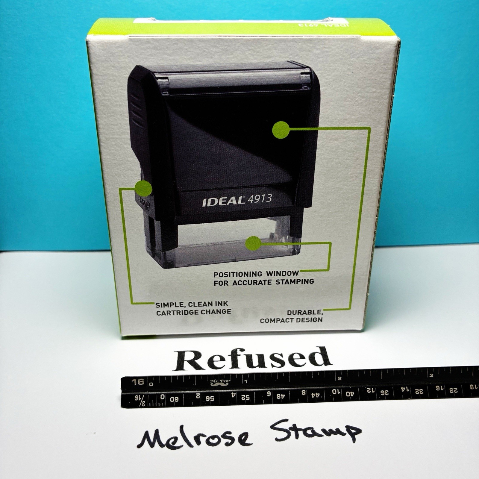 Refused Rubber Stamp Black Ink Self Inking Ideal 4913
