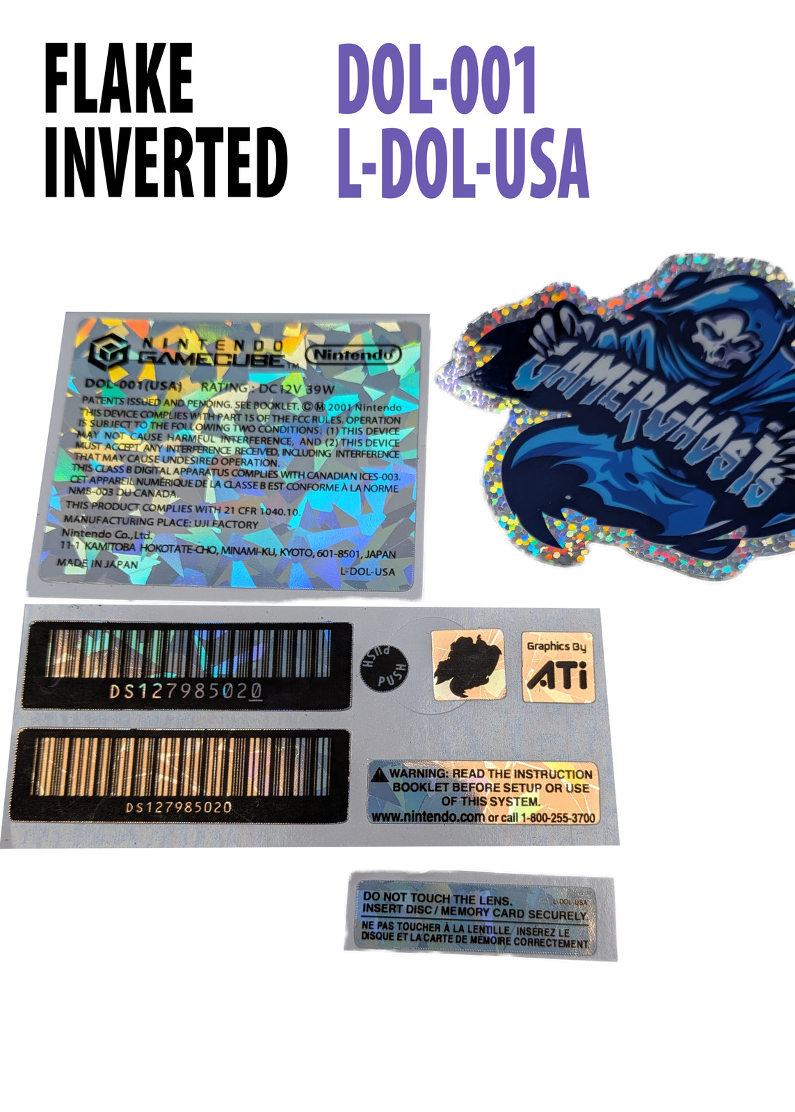 Nintendo GameCube Console Label / Decal / Sticker Set - USA / CAN - NTSC