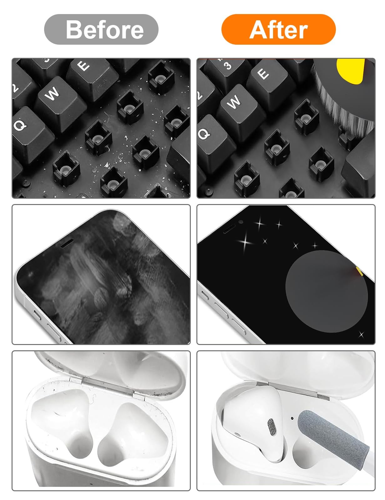 Tounee Keyboard Cleaner Kit, Electronics Cleaning Kit with Retractable Black