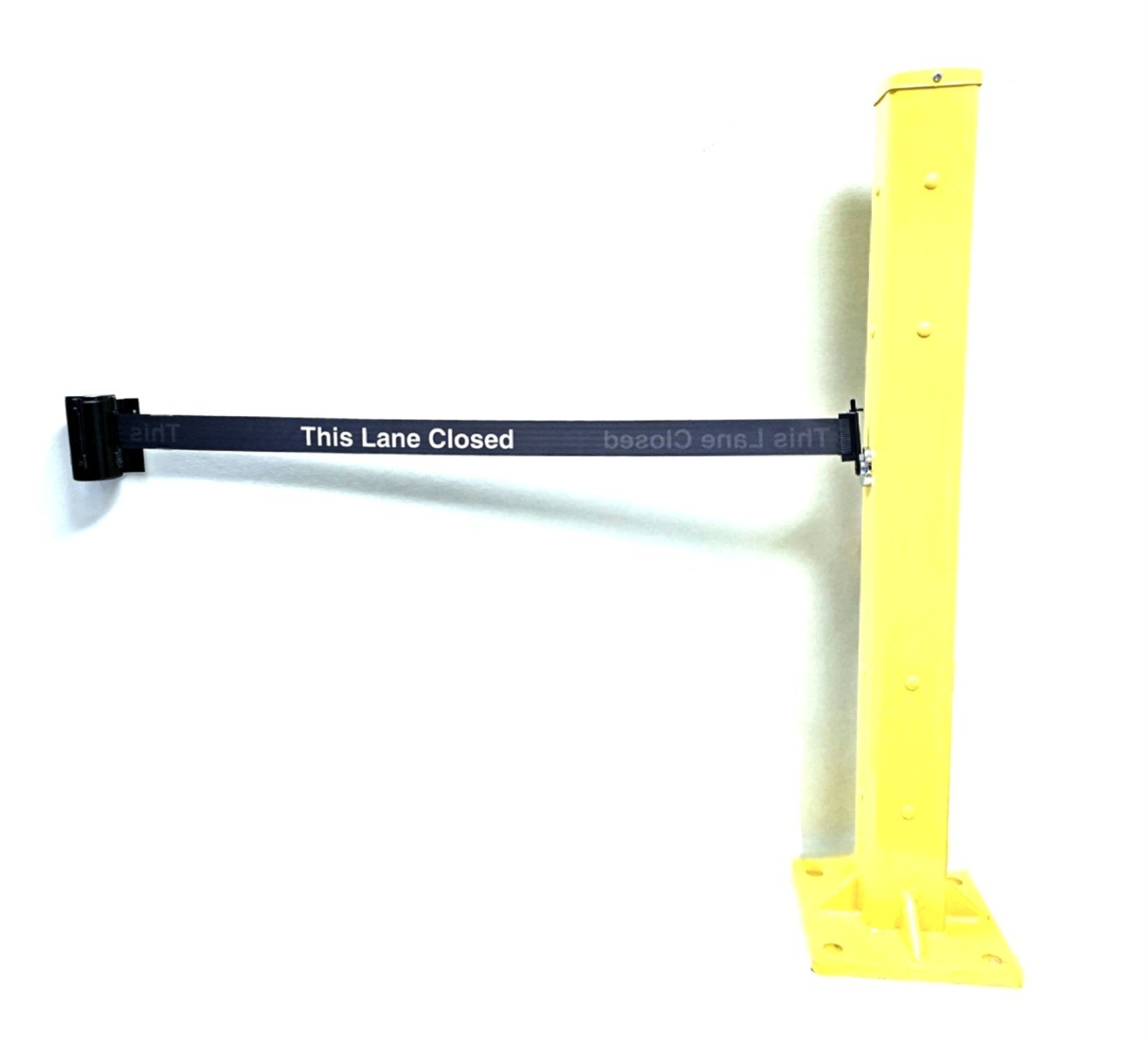 TENSABARRIER, Retractable Barrier, This Lane Closed, White on Black, 5ft Walkway