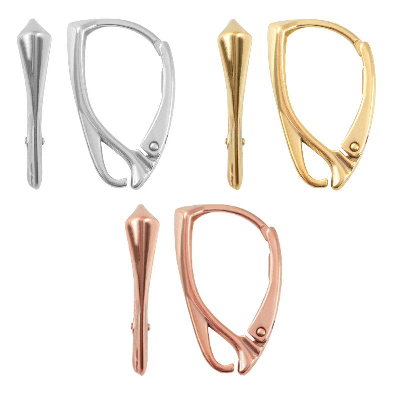 Sterling Silver Leverback Earring Hooks with Open Loop 19x11mm * all Platings