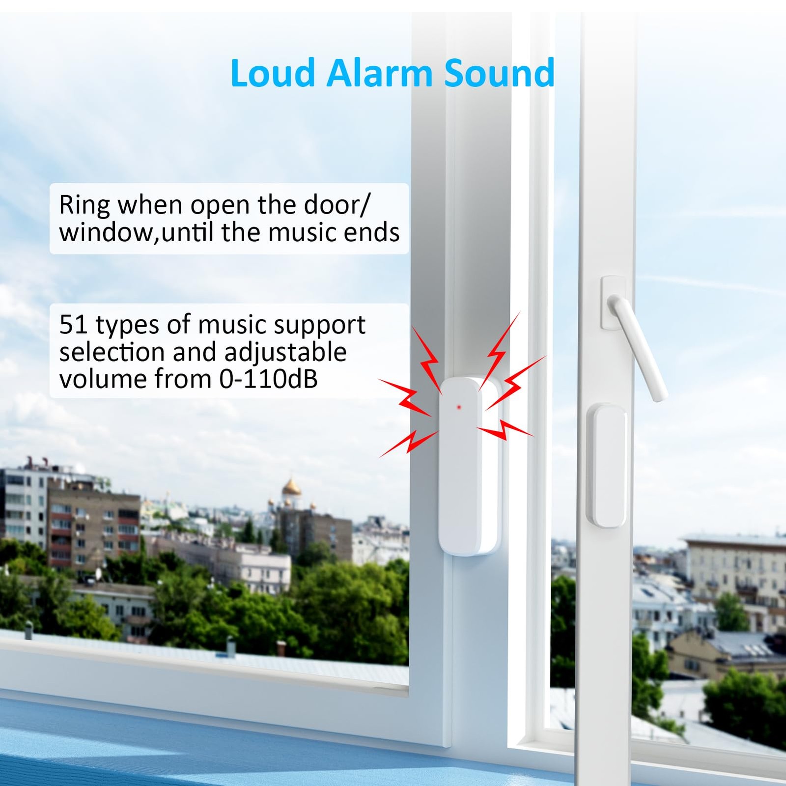 Wireless Door Chime, Sensor Chimes When 2 Receivers +1Sensor, white