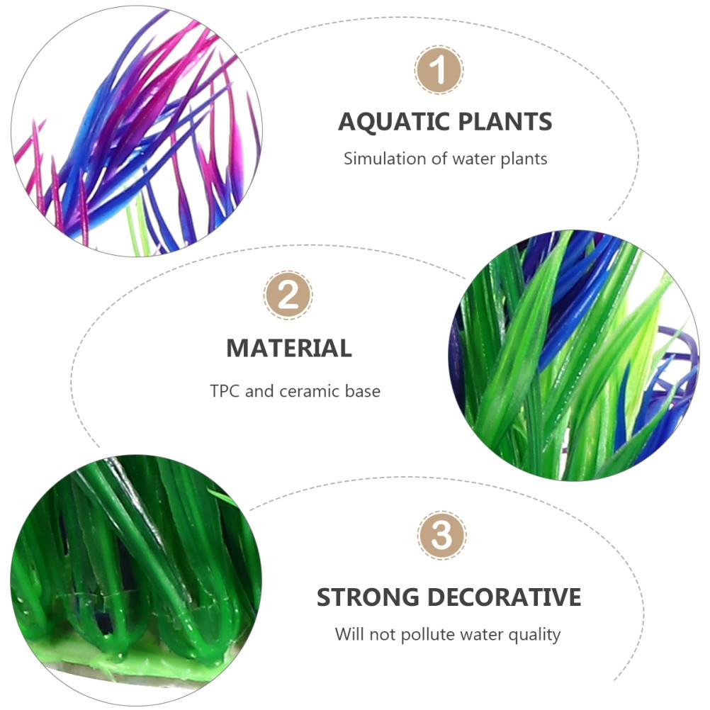 2 Pcs Tank Landscape Grass Artificial Plants for Aquarium Aquatic Fake