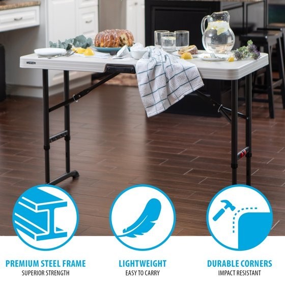 Lifetime 4 Foot Commercial Folding Table Almond
